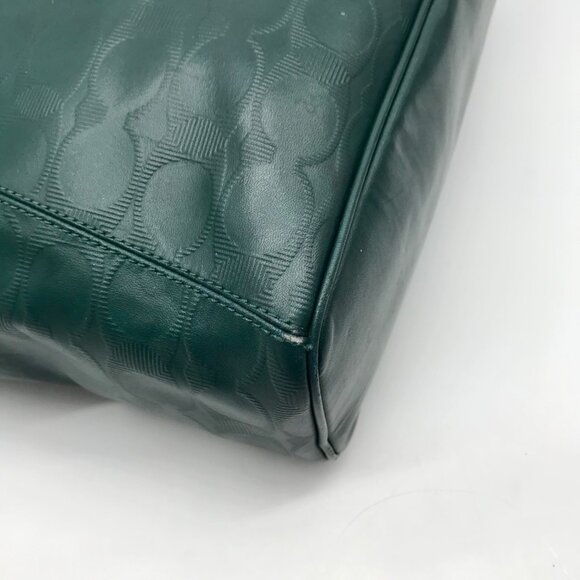 Coach Green Leather Peyton LIN C Embossed Zip Tote Bag F31404 - Picture 10 of 12